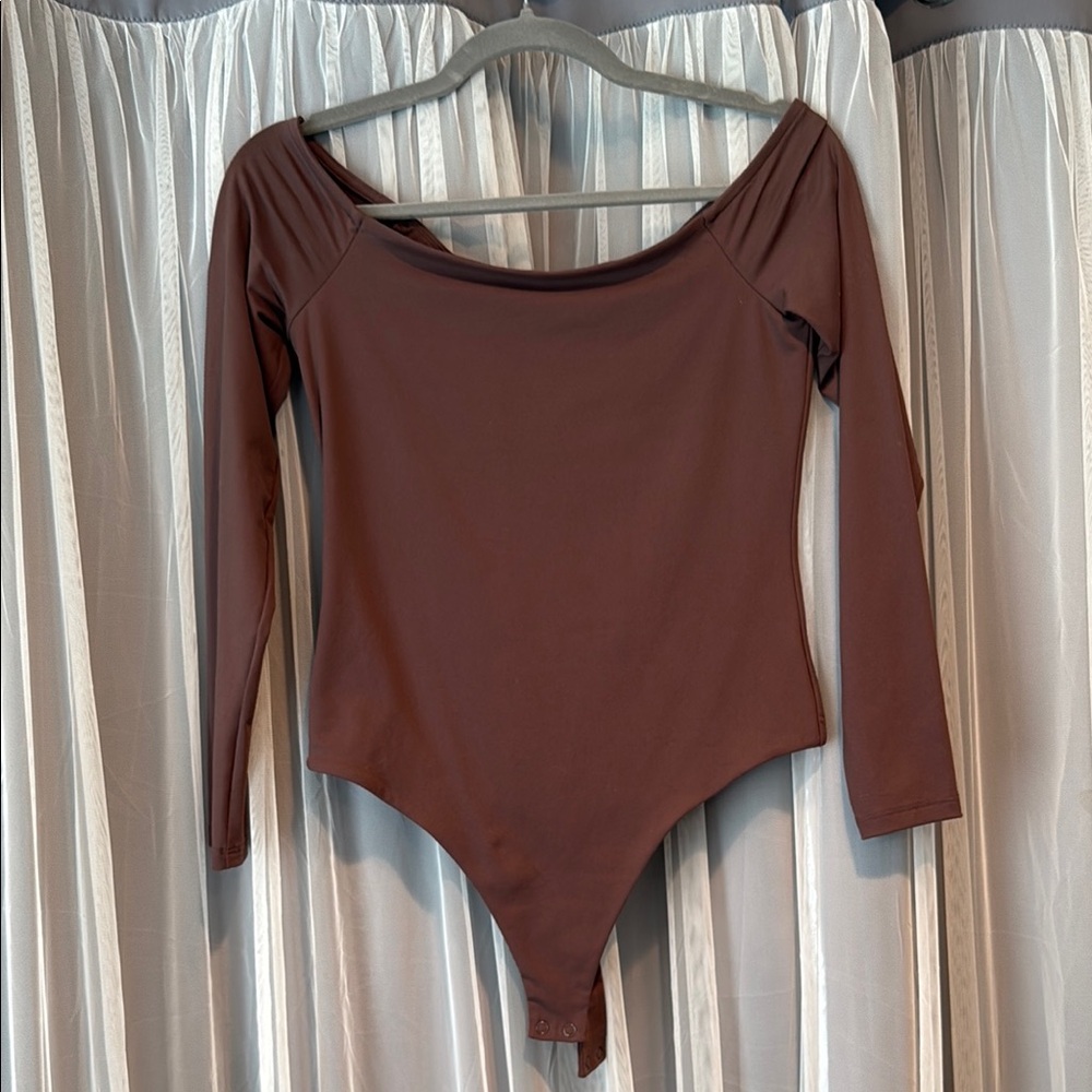 Nuuds Coffee Off The Shoulder Bodysuit